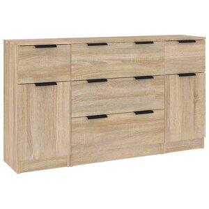 vidaXL Ensemble de buffets 3 Pièces Chêne sonoma Bois d'ingénierie