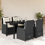 vidaXL Ensemble à manger de jardin coussins 5Pièces Noir Résine tressée