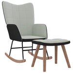 vidaXL Chaise à bascule avec repose-pied Gris clair Velours et PVC