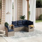 vidaXL Salon de jardin 5 Pièces avec coussins gris résine tressée