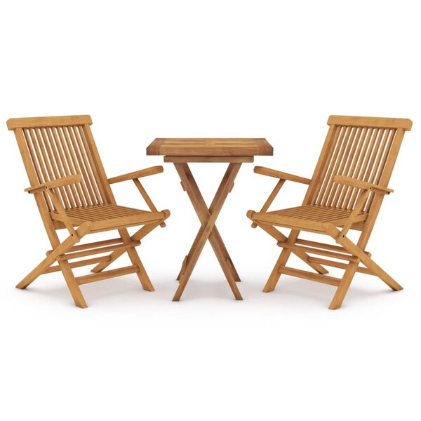 vidaXL Ensemble à manger de jardin 3 Pièces Bois de teck massif