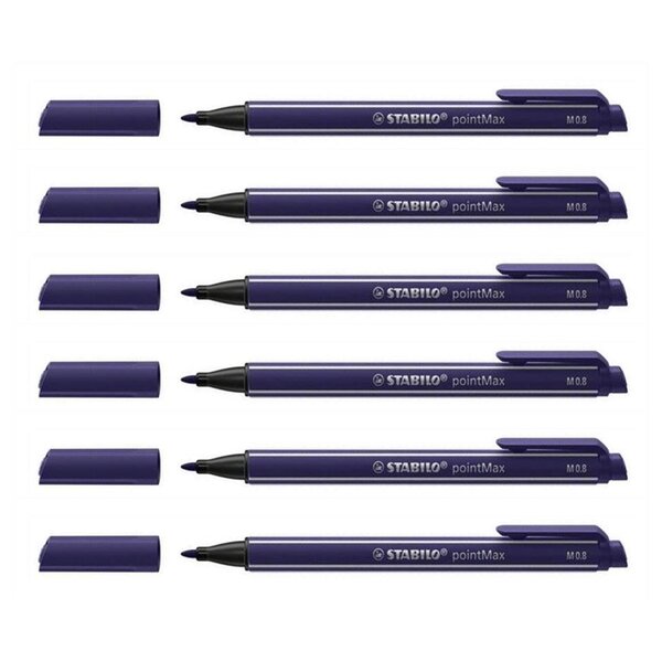 Stylo-feutre pointMax  pointe 0 8mm - Bleu de prusse x 6 STABILO