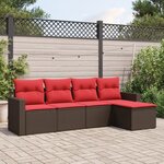 vidaXL Salon de jardin avec coussins 5 Pièces marron résine tressée