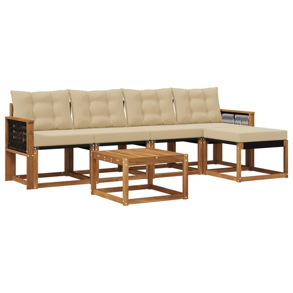 vidaXL Ensemble de canapés d'extérieur 6 Pièces Naturel et Beige