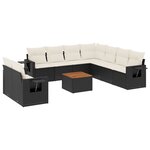 vidaXL Salon de jardin 10 Pièces avec coussins noir résine tressée