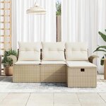 vidaXL Ensemble de canapé de jardin 4 Pièces Beige Poly rotin