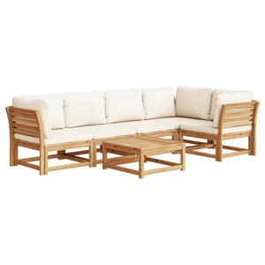 vidaXL Salon de jardin 6 Pièces avec coussins bois d'acacia solide