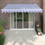 vidaXL Auvent rétractable bleu et blanc 3x2 5 m tissu et aluminium