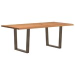 vidaXL Table à manger avec bord naturel 200x100x74cm bois massif chêne
