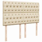 vidaXL Sommier à lattes de lit avec matelas Crème 140x200 cm Tissu