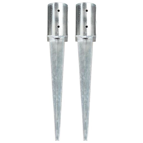 vidaXL Piquets au sol 2 Pièces Argenté 8x61 cm Acier galvanisé