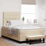 vidaXL Lit à ressorts avec matelas Crème 120 x 200 cm tissu