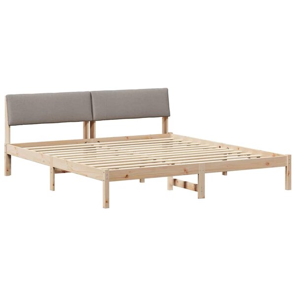 vidaXL Cadre de lit Marron et taupe 200 x 200 cm Bois massif en pin