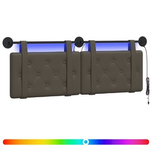 vidaXL Tête de lit suspendue Avec lumière LED Gris Simili cuir