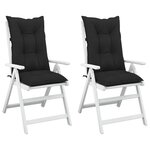 vidaXL Coussins de chaise de jardin à dossier haut lot de 2 noir tissu