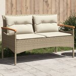 vidaXL Banc de jardin avec coussins 116x62 5x74cm beige résine tressée