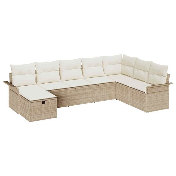 vidaXL Ensemble de canapé de jardin 8 Pièces Beige Poly rotin
