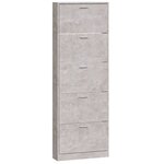 vidaXL Armoire à chaussures Gris béton 59x17x169 cm Bois d'ingénierie