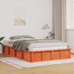vidaXL Cadre de lit avec stockage Marron cire 140 x 200 cm Bois massif