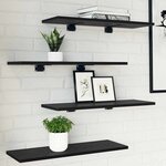 vidaXL Étagère à livres 4 Pièces Noir 60 x 20 x 1.5 cm Bois d'ingénierie