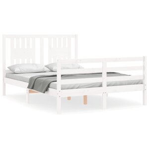 vidaXL Cadre de lit sans matelas blanc bois massif