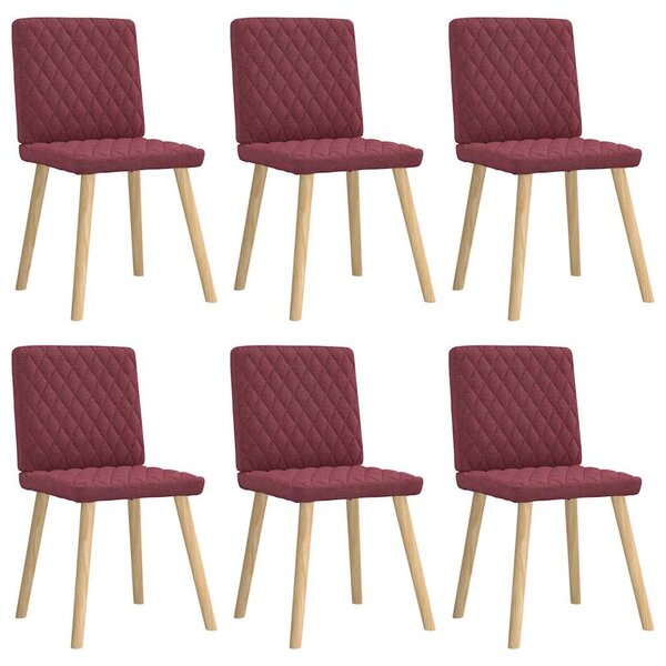 vidaXL Chaises à manger lot de 6 rouge bordeaux tissu