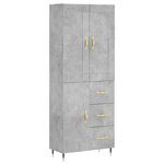 vidaXL Buffet haut Gris béton 69 5x34x180 cm Bois d'ingénierie
