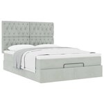 vidaXL Cadre de lit ottoman et matelas gris clair 140x190 velours