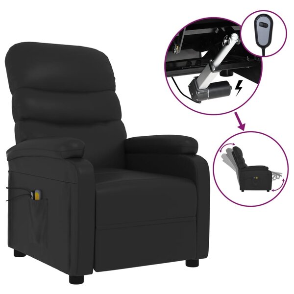 vidaXL Fauteuil électrique de massage Noir Similicuir