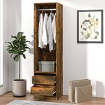 vidaXL Armoire avec tiroirs Chêne fumé 50x50x200 cm Bois d'ingénierie