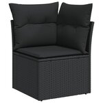 vidaXL Salon de jardin 5 Pièces avec coussins noir résine tressée