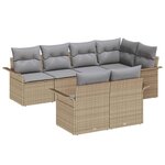 vidaXL Ensemble de canapé de jardin 7 Pièces Beige Poly rotin