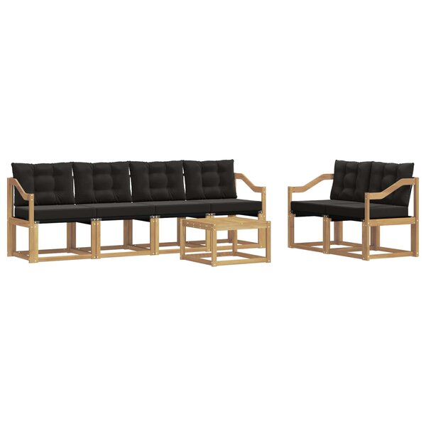 vidaXL Ensemble de canapés d'extérieur 7 pc Blanc et noir