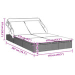 vidaXL Transat 2 places avec toit pliable noir 213x118x97 cm