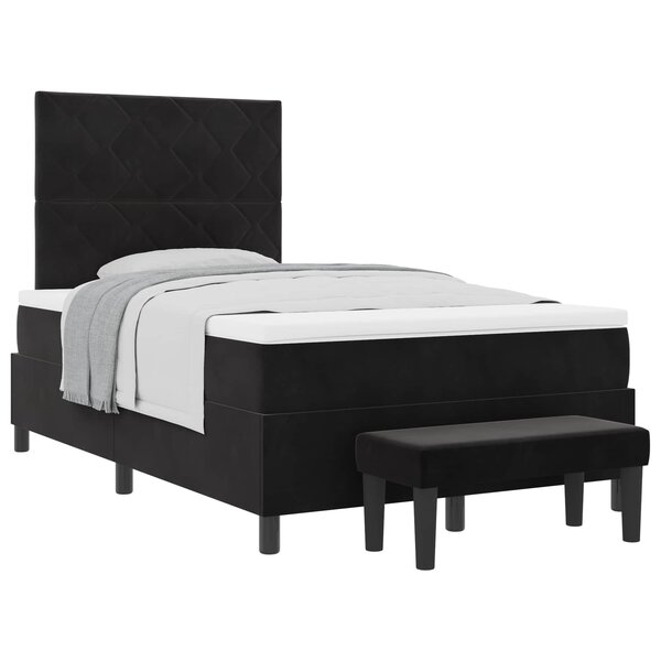 vidaXL Lit à ressorts avec matelas Noir 120 x 190 cm Velours