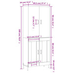 vidaXL Buffet haut Sonoma gris 69 5x34x180 cm Bois d'ingénierie