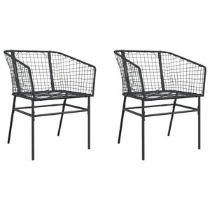 vidaXL Chaises de jardin lot de 2 Noir Résine tressée