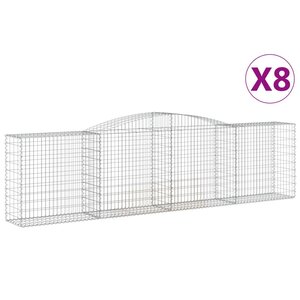 vidaXL Paniers à gabions arqués 8 Pièces 400x50x100/120 cm Fer galvanisé