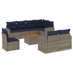 vidaXL Salon de jardin 9 Pièces avec coussins gris résine tressée