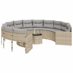 vidaXL Canapé de jardin avec table coussins rond beige résine tressée