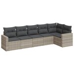 vidaXL Salon de jardin 6 Pièces avec coussins gris clair résine tressée