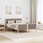 vidaXL Cadre de lit avec tête de lit Taupe 135 x 190 cm tissu