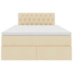 vidaXL Lit de rangement LED avec matelas Crème 120 x 190 cm Tissu