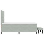 vidaXL Lit à ressort avec matelas et banc Gris clair 100x200 cm Velours