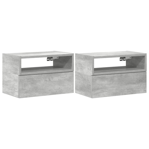 vidaXL Tables de chevet murales 2 Pièces gris béton 45x26x28 5 cm