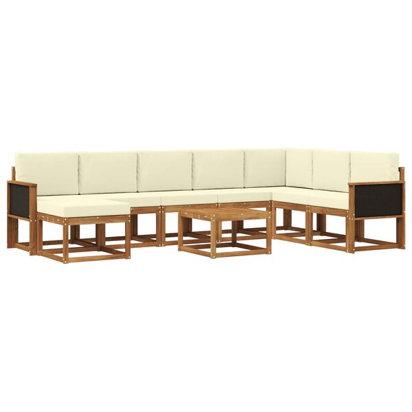 vidaXL Ensemble de canapés d'extérieur 9 pc Naturel et Crème