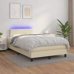 vidaXL Sommier tapissier et matelas et LED Crème 120x200 cm Similicuir