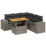 vidaXL Salon de jardin 6 Pièces avec coussins gris résine tressée