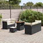 vidaXL Ensemble de canapé de jardin 8 Pièces Noir polyrotin