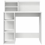 vidaXL Bureau avec rangement avec étagère Blanc 90 x 48 x 101 5 cm